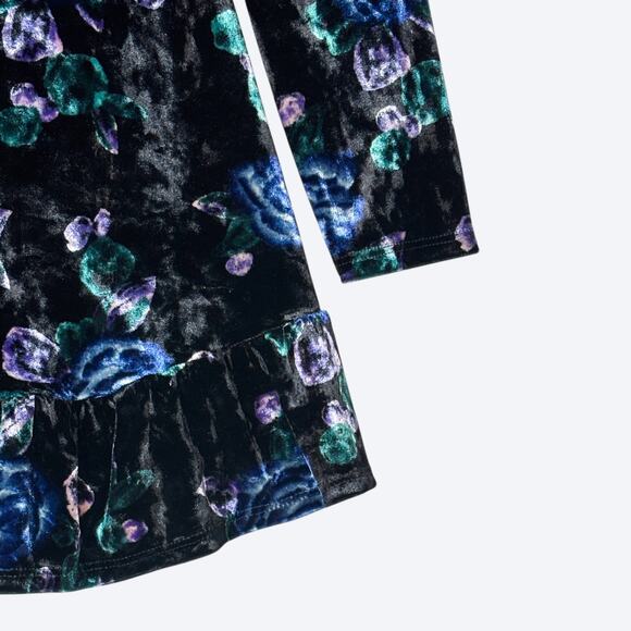 Velvet Floral Print Whimsygoth Fairy Long Sleeve Mini Dress Womens XS Wild Fable - Picture 4 of 8